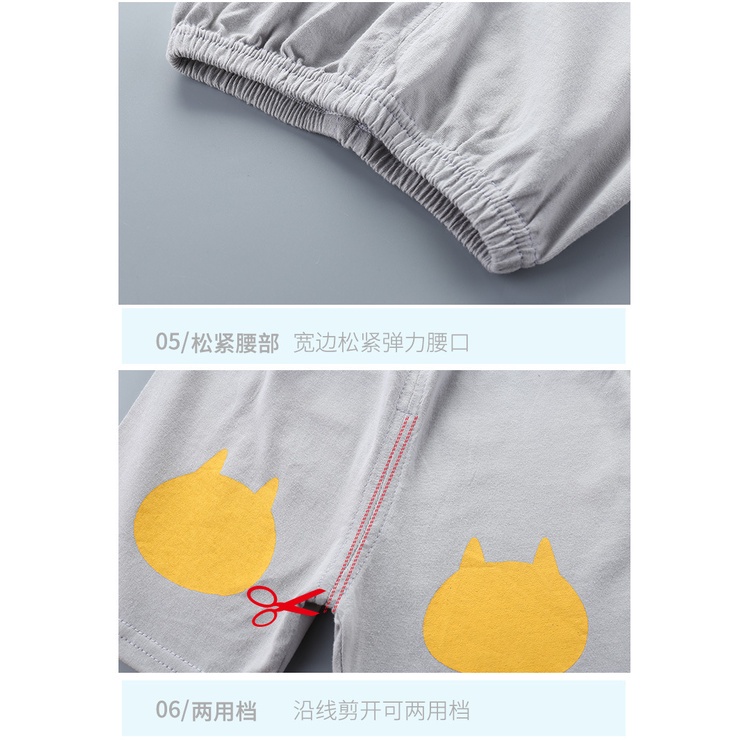 Bộ áo thun cotton tay ngắn in họa tiết dễ thương + quần short phong cách Hàn Quốc cho bé trai/ gái
