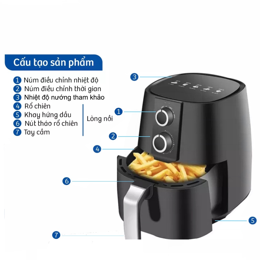 Nồi Chiên Không Dầu CAMEL 10L [Chính hãng], Công Suất Cao, Lòng Nồi Rộng - Bảo Hành 6 tháng - Gia dụng SmartSun