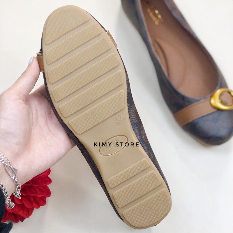 Giày bệt nữ VNXK mũi tròn, giày búp bê nữ da canvas mềm mại - Kimy Store