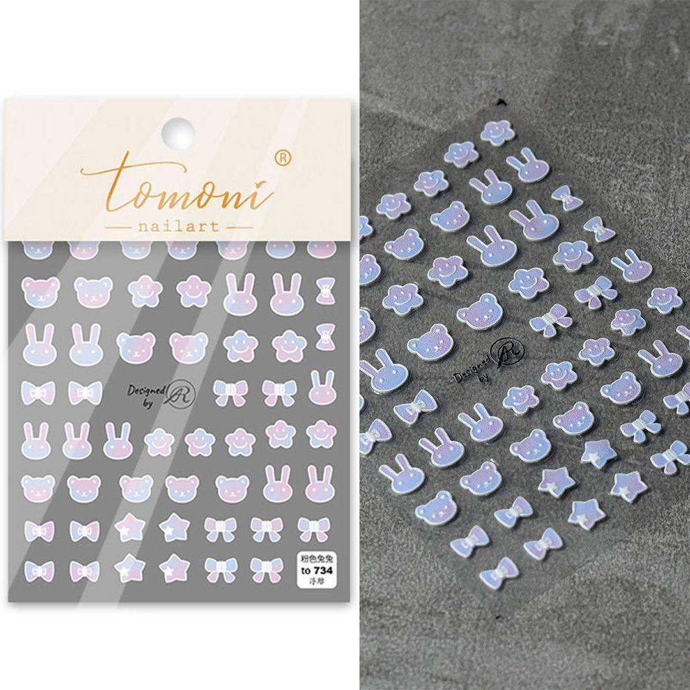 MOCHO Miếng Dán Trang Trí Móng Tay 5D DIY Hình Thỏ Xinh Xắn