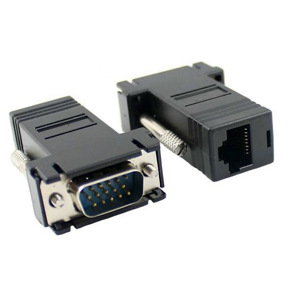 [Loại 1] 2 Đầu chuyển đổi VGA sang cáp mạng RJ45 CAT5 CAT6-30M