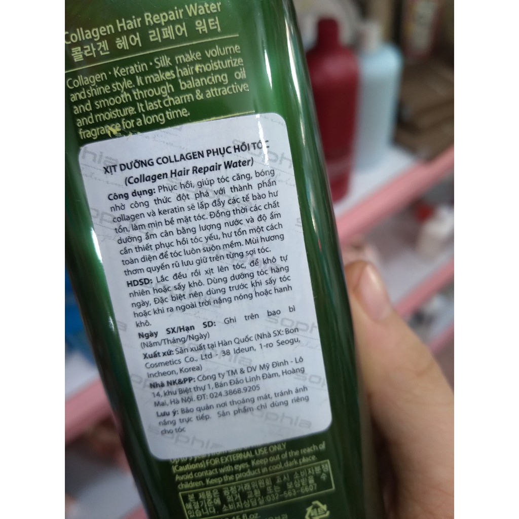 Xịt dưỡng Collagen phục hồi tóc hư tổn Sophia Obsidian 250ml