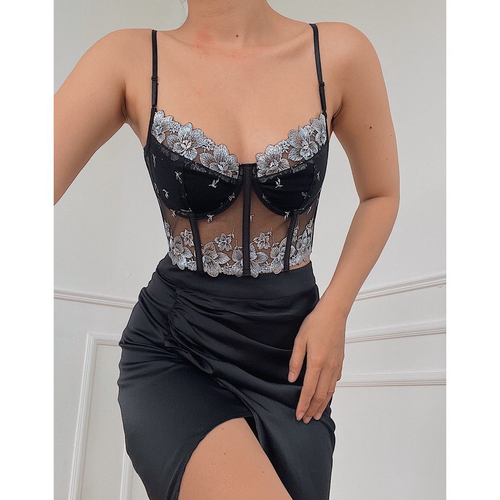 Áo toplette có gọng không mút hoa diên vĩ Cô Kim 7