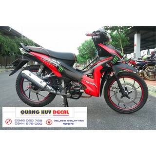 Tem trùm xe wave rsx đỏ đen monster - Độ dán team trùm decal xe máy wave rsx đỏ đen monster - Team trùm decal xe máy wav