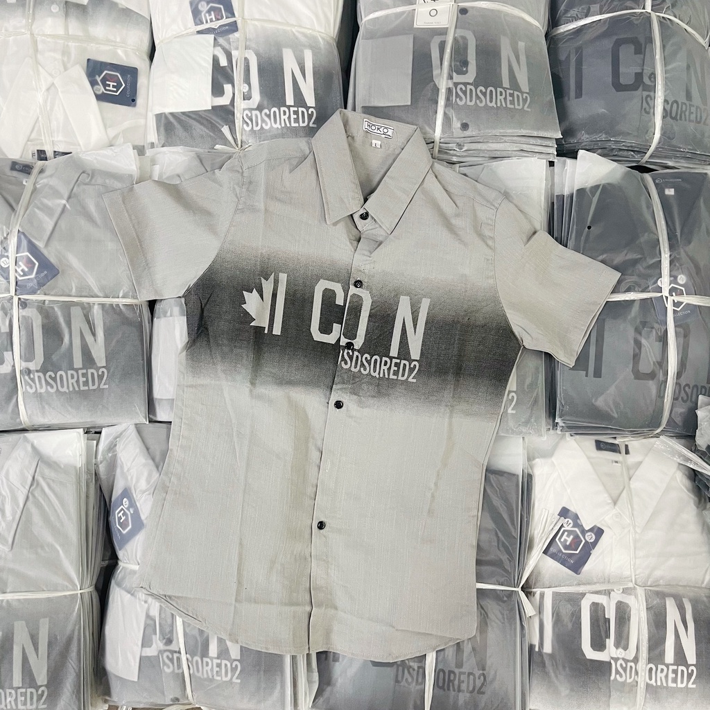 Áo Sơ Mi Nam Tay Ngắn ICON Vải Đũi Nhật Cao Cấp Phối Loang Màu Sắc Nét Siêu Đẹp Hot Trend Mới