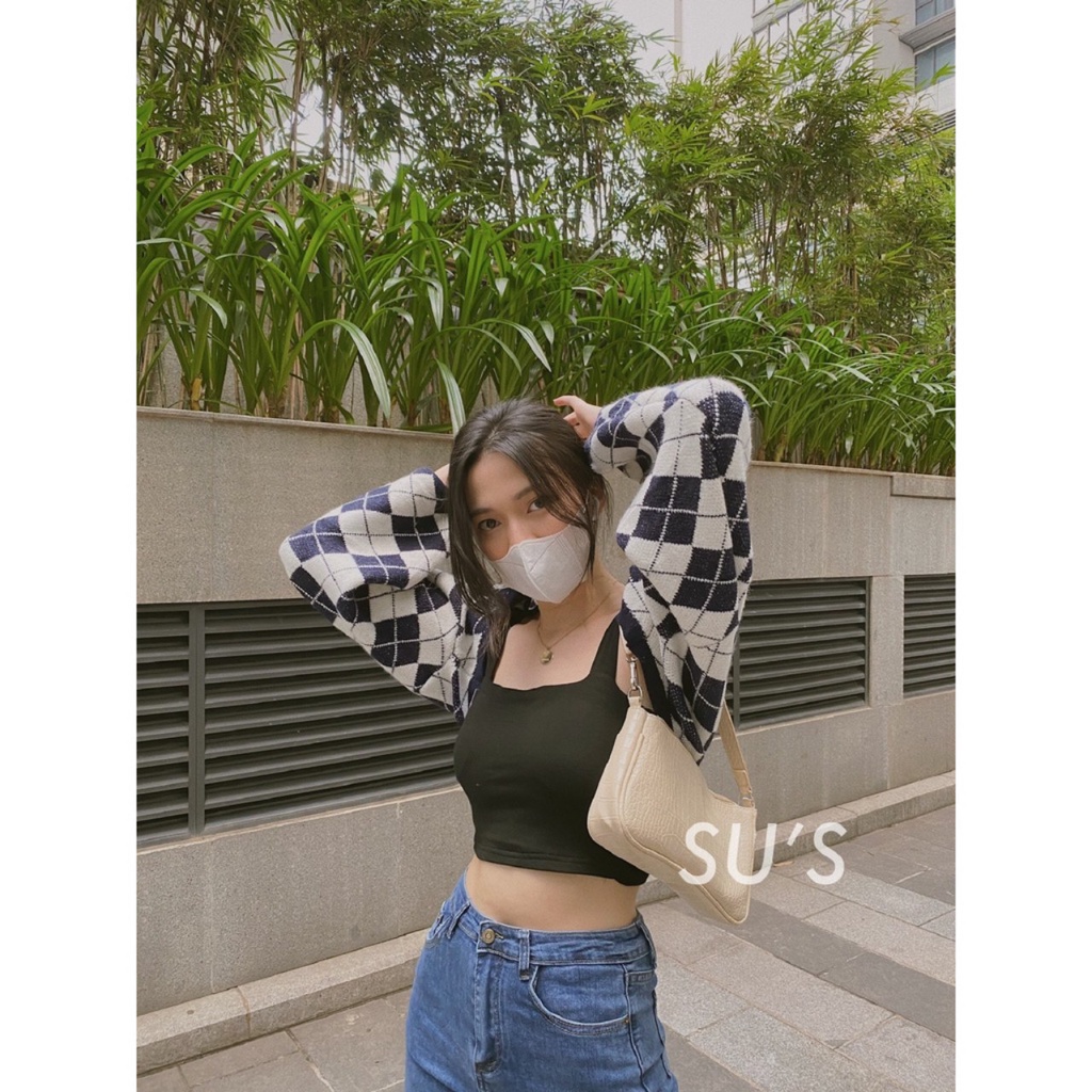 Áo croptop thun trơn 2 dây bản to Ao2daybantocodem6045/P1K12