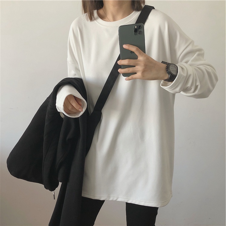 SUXI Áo thun tay dài cổ tròn thiết kế mới thời trang mùa thu theo phong cách hàn quốc cho nữ