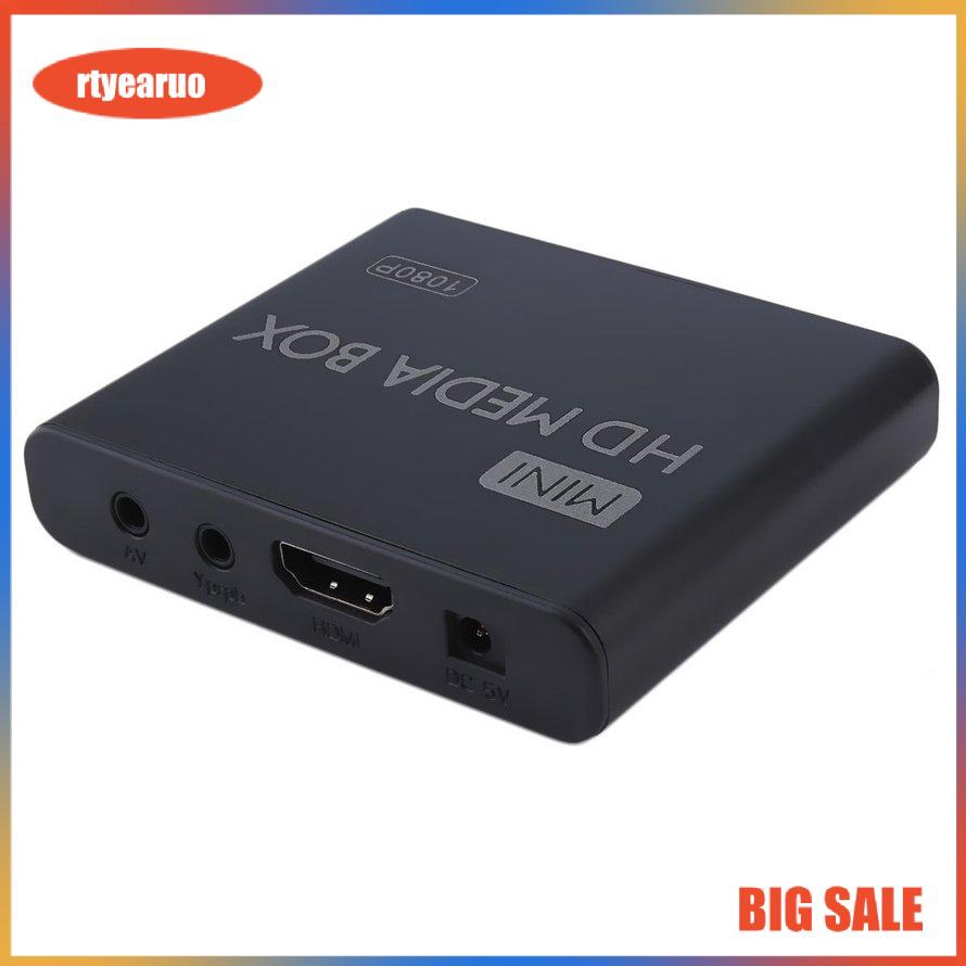 Hộp Đầu Phát Đa Phương Tiện Mini Full 1080p HD MPEG / MKV / H.264 HDMI AV USB Và Điều Khiển Từ Xa