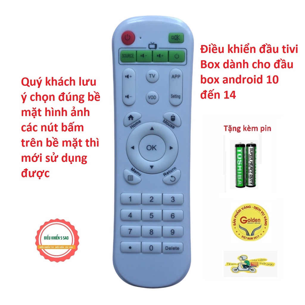 Điều khiển đầu tivi Box mặt trắng dùng cho các loại đầu android box có chạy hệ điều hành android từ 10 đến 14 hiện nay