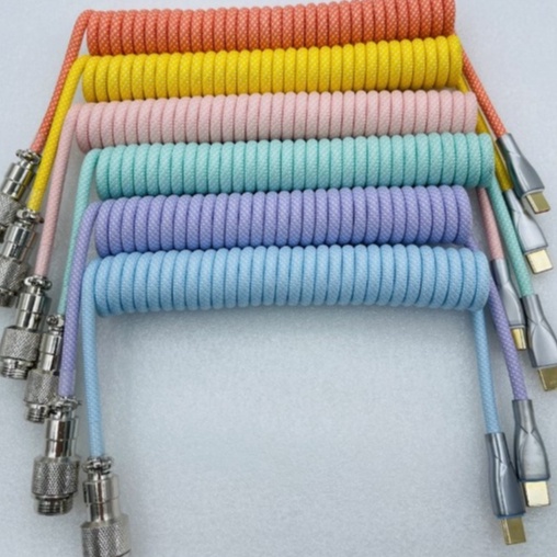 Dây Cáp Lò Xo Lõi Kép Cổng USB Type C Gắn Bàn Phím Cơ