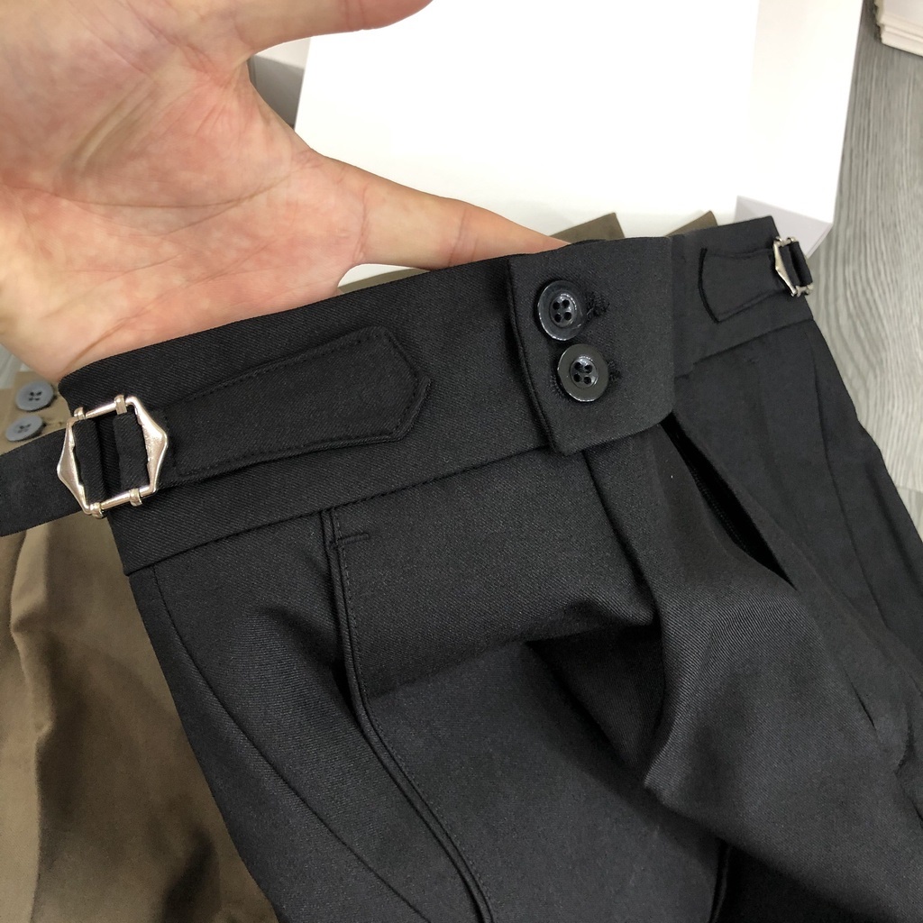 Quần tây nam SIDETAB cạp cao dáng baggy ống rộng vải cotton Hàn xu hướng thời trang 2021