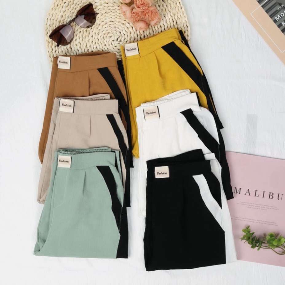Quần lửng nữ mặc nhà ❤️FREESHIP❤️cạp chun, vải đũi hàn cao cấp, thoáng mát, Quần ngố nữ, Quần đi tập thể dục thoải mái