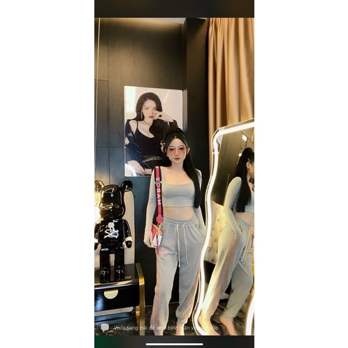 Set Áo Croptop Dài Tay Quần Dài Bo Chun Thể Thao Siêu ChấtATN Clothing