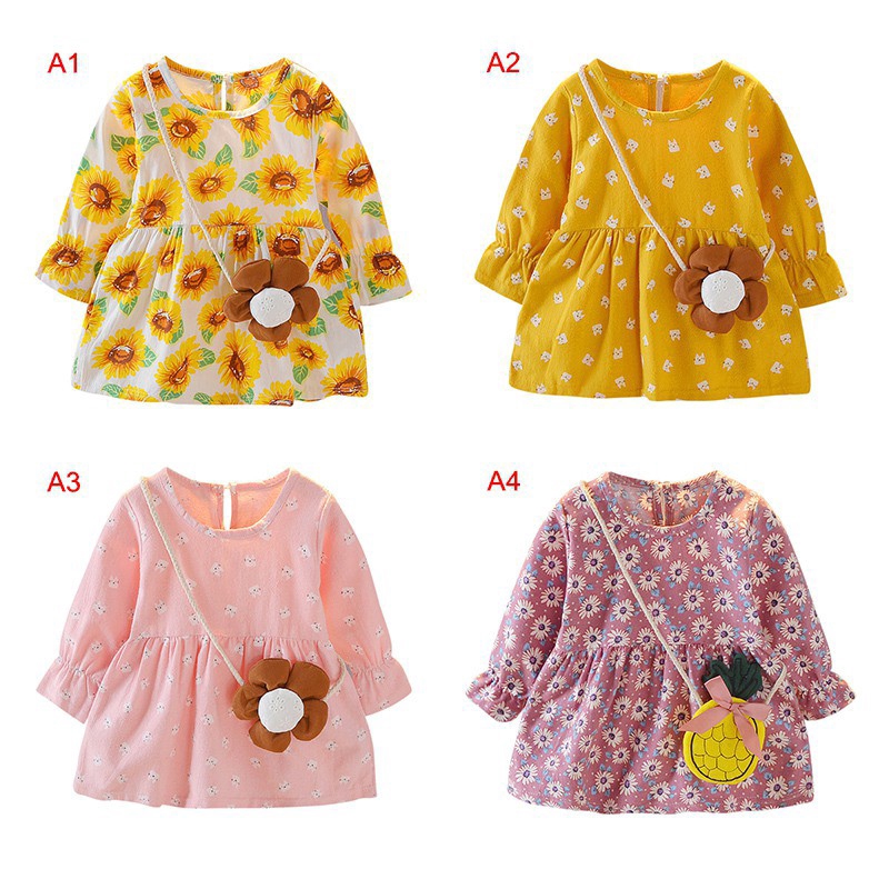 Đầm công chúa tay dài xinh xắn dành cho bé gái 1-4 tuổi