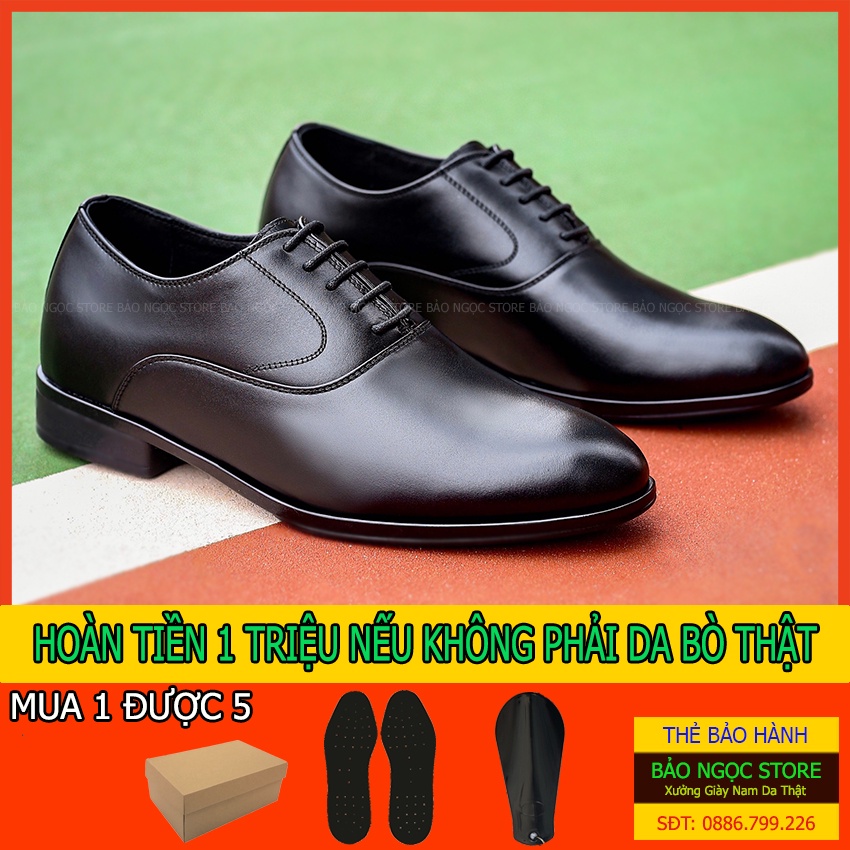 Giày tăng chiều cao nam BẢO NGỌC STORE cao 6,5cm ✅ Da bò tấm dập vân cá sấu sang trọng ✅ Mã TC11