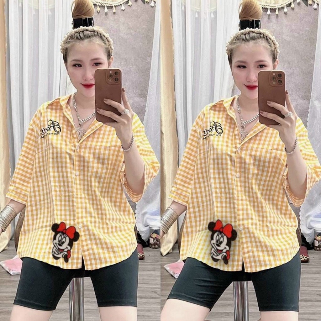 [ Miễn Phí Ship 2022 ] Set bộ caro thêu, set bộ hai món áo sơmi quần ôm sát