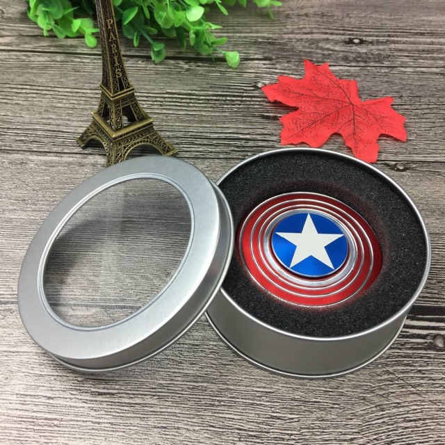 (Chọn màu) CON QUAY SPINNER KIM LOẠI CAPTAIN AMERICA CAO CẤP