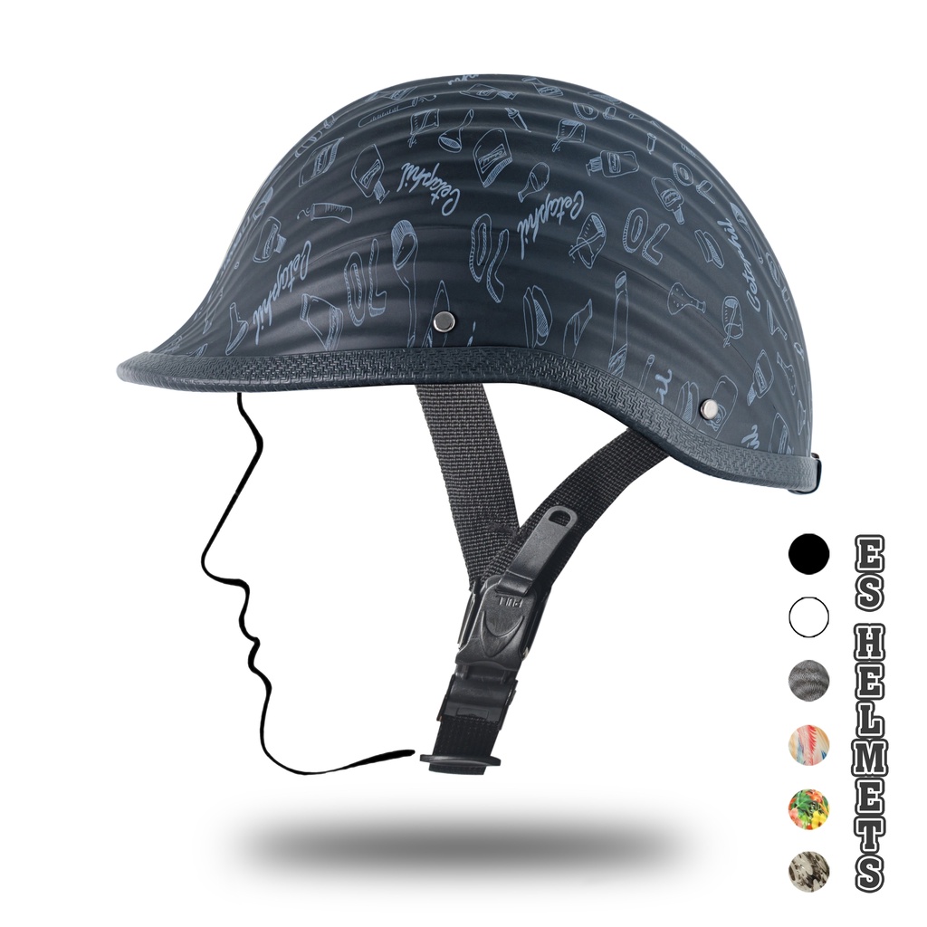 Nón bảo hiểm nửa đầu Vỏ sò ES Helmets, mũ bảo hiểm thời trang freesize chất liệu nhựa ABS cao cấp bảo hành 6 tháng