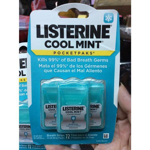 Bộ 3 Miếng ngậm thơm miệng, diệt khuẩn Listerine Cool Mint- vỉ 24 miếng - Hương Bạc Hà