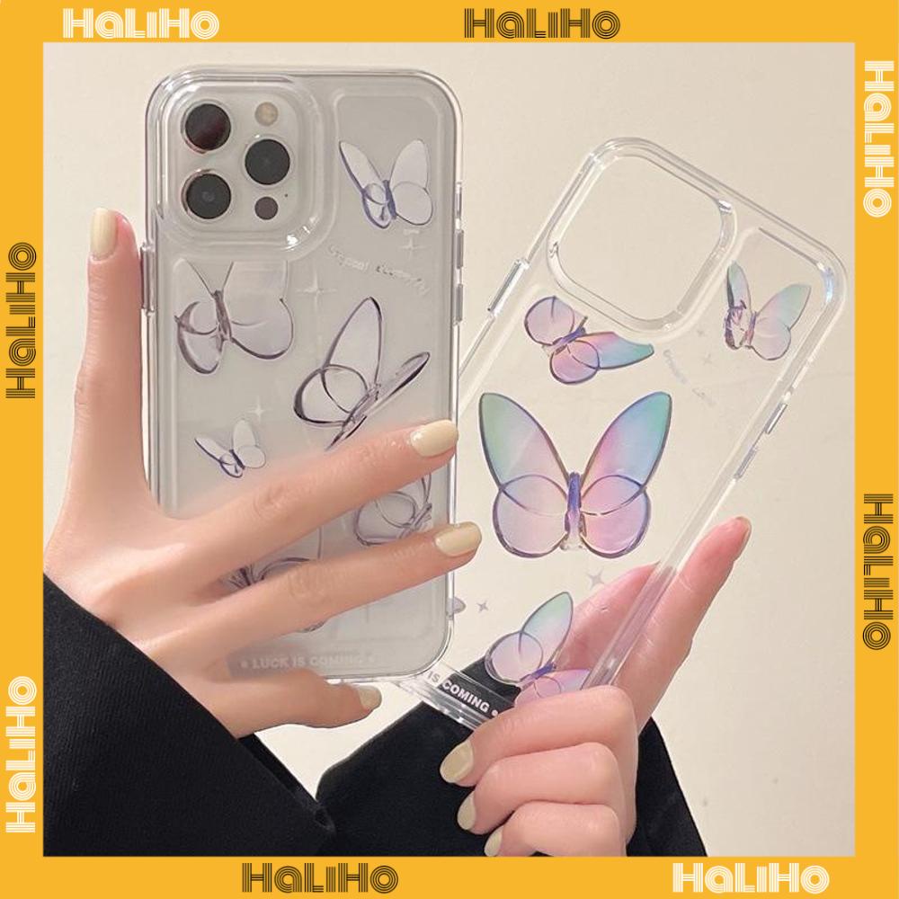 iPhone Case Clear Case Soft Thick TPU Shockproof HD Protection Camera Plating Button Gradient Butterfly For iPhone 13 Pro Max iPhone 12 Pro Max iPhone 11 iPhone 7 Plus