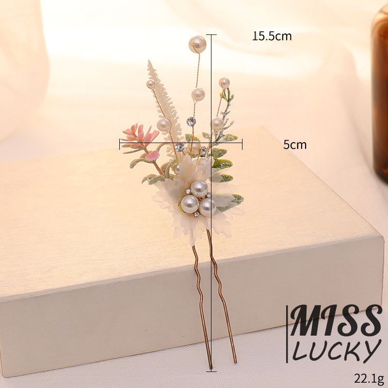 Set 3 trâm cài tóc hình bông hoa đính ngọc trai cho cô dâu