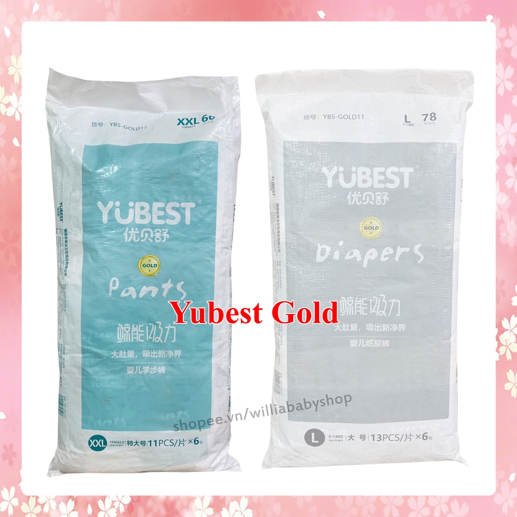 Bỉm Yubest Gold quần/dán S132, S90, M108, M84, L96, L78