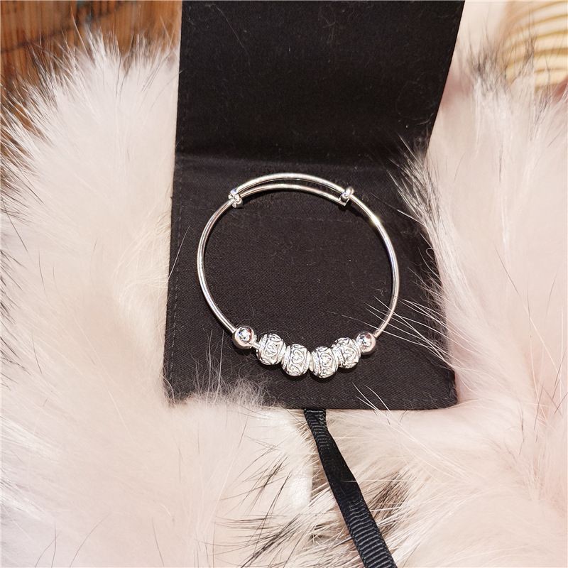 Lắc tay nữ bạc S925, Vòng tay nữ bạc ý charm dải bi dễ thương, xinh xắn Vườn Trang Sức