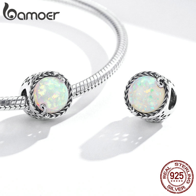 Hạt Xỏ Vòng Tay Bamoer SCC1576 Bằng Bạc 925 Nhiều Màu Đơn Giản Làm Vòng Tay DIY Cho Nữ