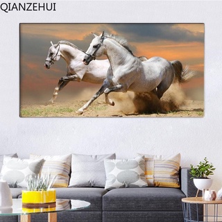 Phòng khách DIY 5D Hạt tròn đầy đủ Galloping Steing Tranh kim cương, tranh hạt