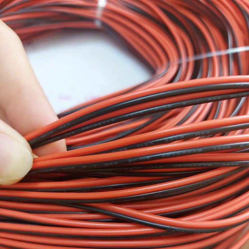 100m dây điện đôi đỏ đen 24 awg