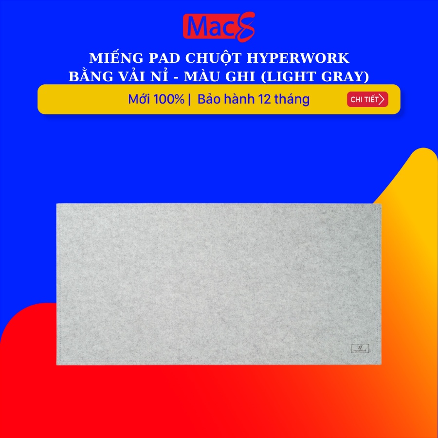 Miếng Pad Chuột HyperWork Bằng Vải Nỉ - Màu Xám Ghi