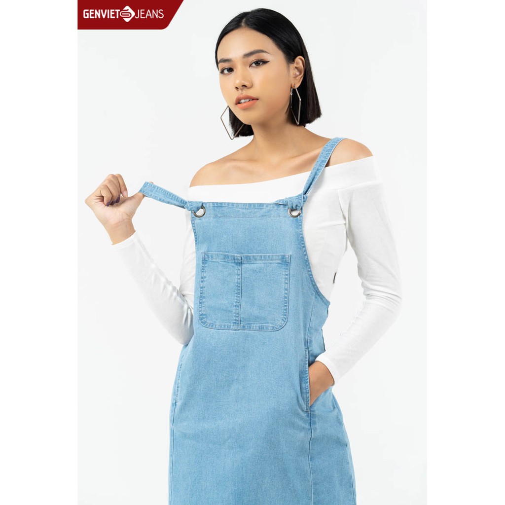 [Mã WABR151B giảm 10% tối đa 50k đơn từ 250k] Yếm jeans Nữ TY524J826 GENVIET