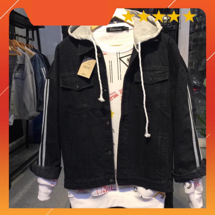 -Hàng nhập khẩu Áo Khoác Jean Nam Nữ UNISEX Ảnh Thật Cao Cấp Có Mũ Viền Tay Siêu Đep Các Tính, Áo Khoác Bò CHI099 ( 5 -