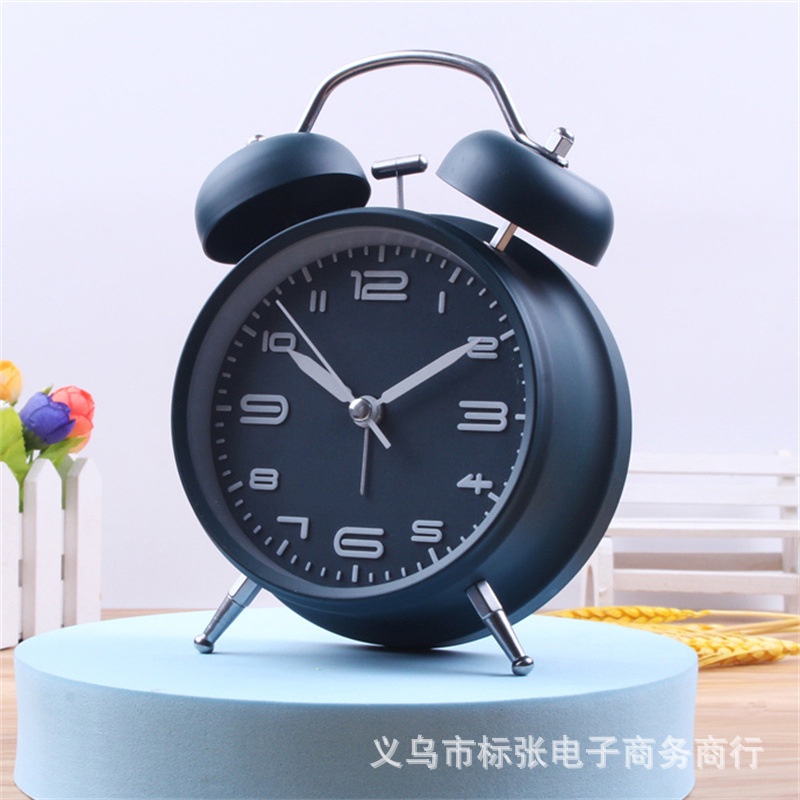Đồng hồ kim loại báo thức có đèn ngủ