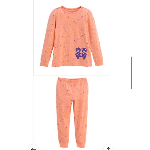 (130)Bộ cotton curlysue cam dài tay bé gái