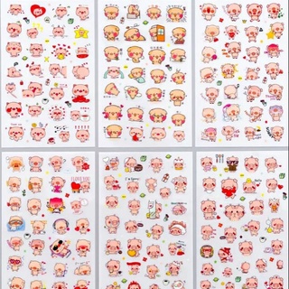 Set 6 tấm sticker dán heo hồng