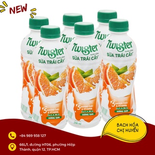Lốc 6 chai sữa trái cây Twister hương cam 290ml