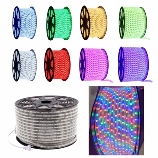 (1 mét-60bóng) Dây đèn led 5050 220V đơn sắc chống nước nhiều màu trang trí quán, sân vườn, phòng ngủ,....