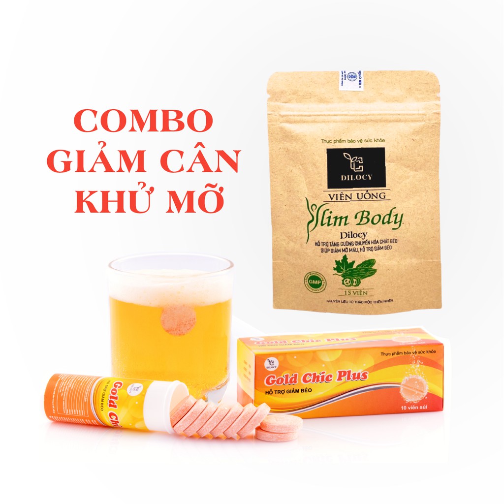 [GIẢM CÂN KHỬ MỠ] Viên sủi giảm cân Gold Chic Plus + Viên uống khử mỡ Slim Body hỗ trợ giảm cân, giảm mỡ bụng hiệu quả