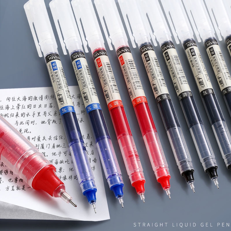 Set 3 Bút Mực Nước Ngòi 0.5mm Màu Đen / Xanh / Đỏ Chuyên Dụng Cho Học Sinh / Văn Phòng