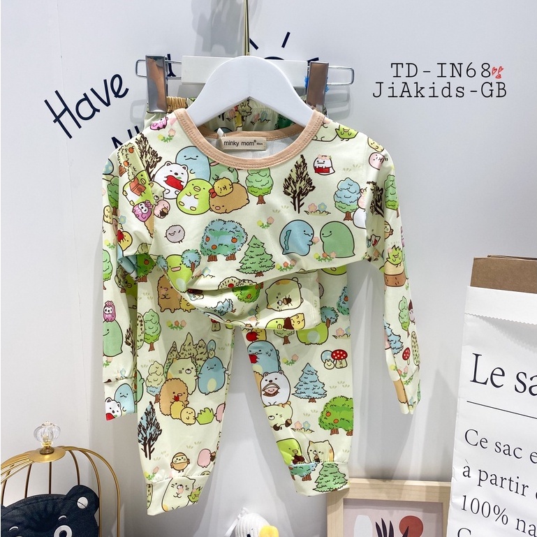 [Bé 8-27kg] Bộ Dài Tay Minky Mom Vải Thun 3D, Thiết kế Cổ Tròn Phù Hợp Cho Cả Bé Trai Bé Gái - Mã: TD-IN68