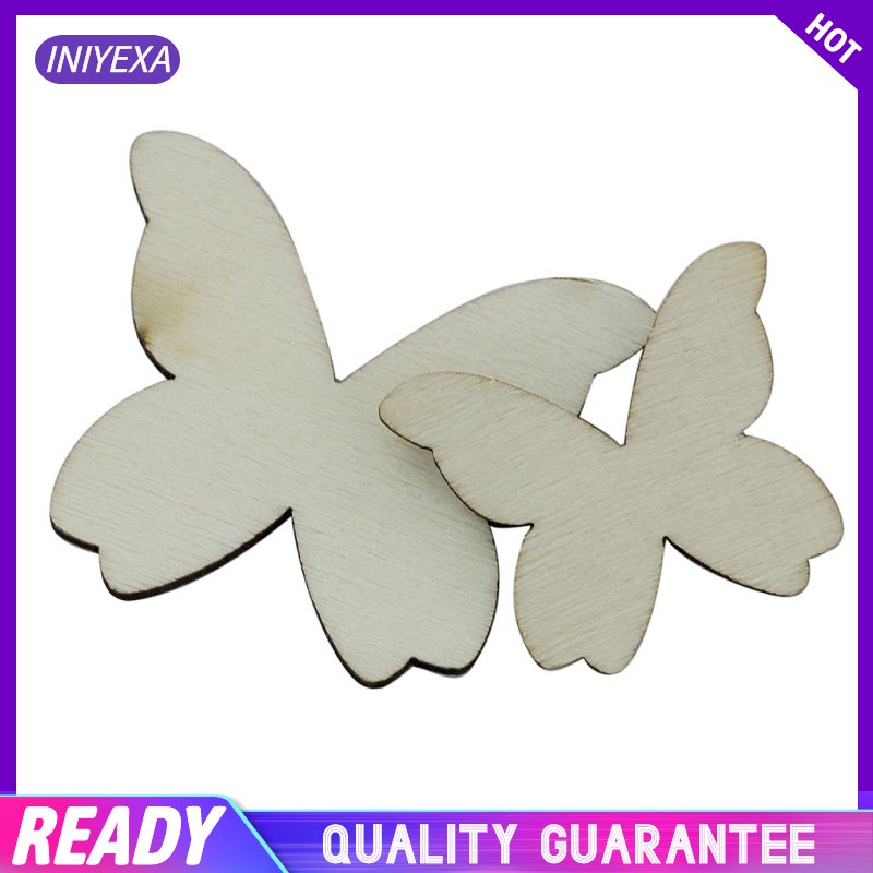 Pack of 50 Mixed Size Natural Wood Butterflies Plain Shabby Chic Embellishments Craft Scrapbook