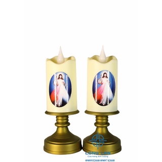Đèn công giáo-cặp chân nến pin- điện 5x20cm