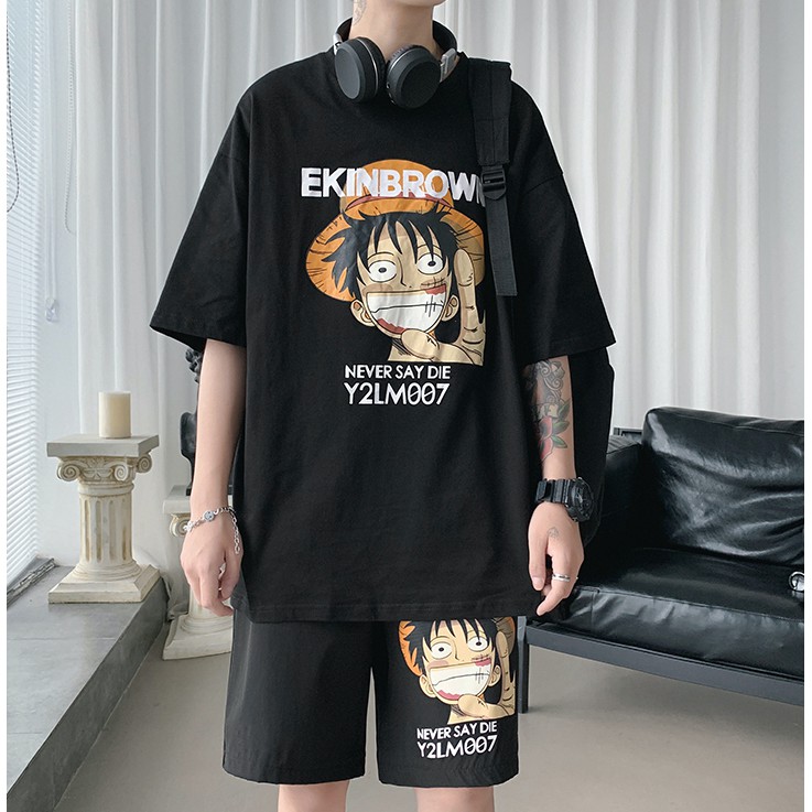 Set Áo thun One Piece + quần one piece nam - Chất COTTON 100% 💝Cotton 4 chiều, mát,mịn (Kèm hình thật + Logo Thương h