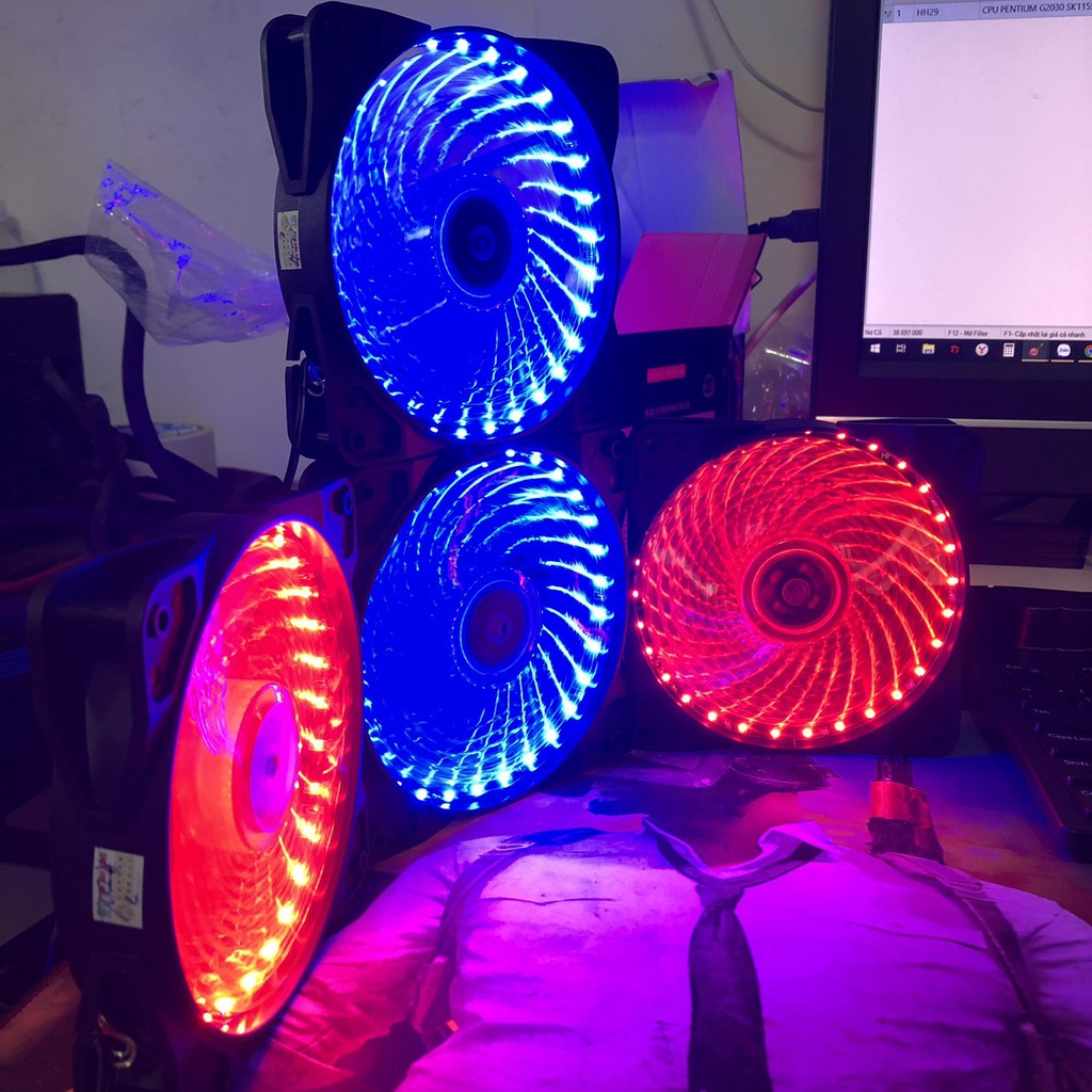 Fan case đèn màu 33 bóng led chống rung, fan đèn led, fan case coller master