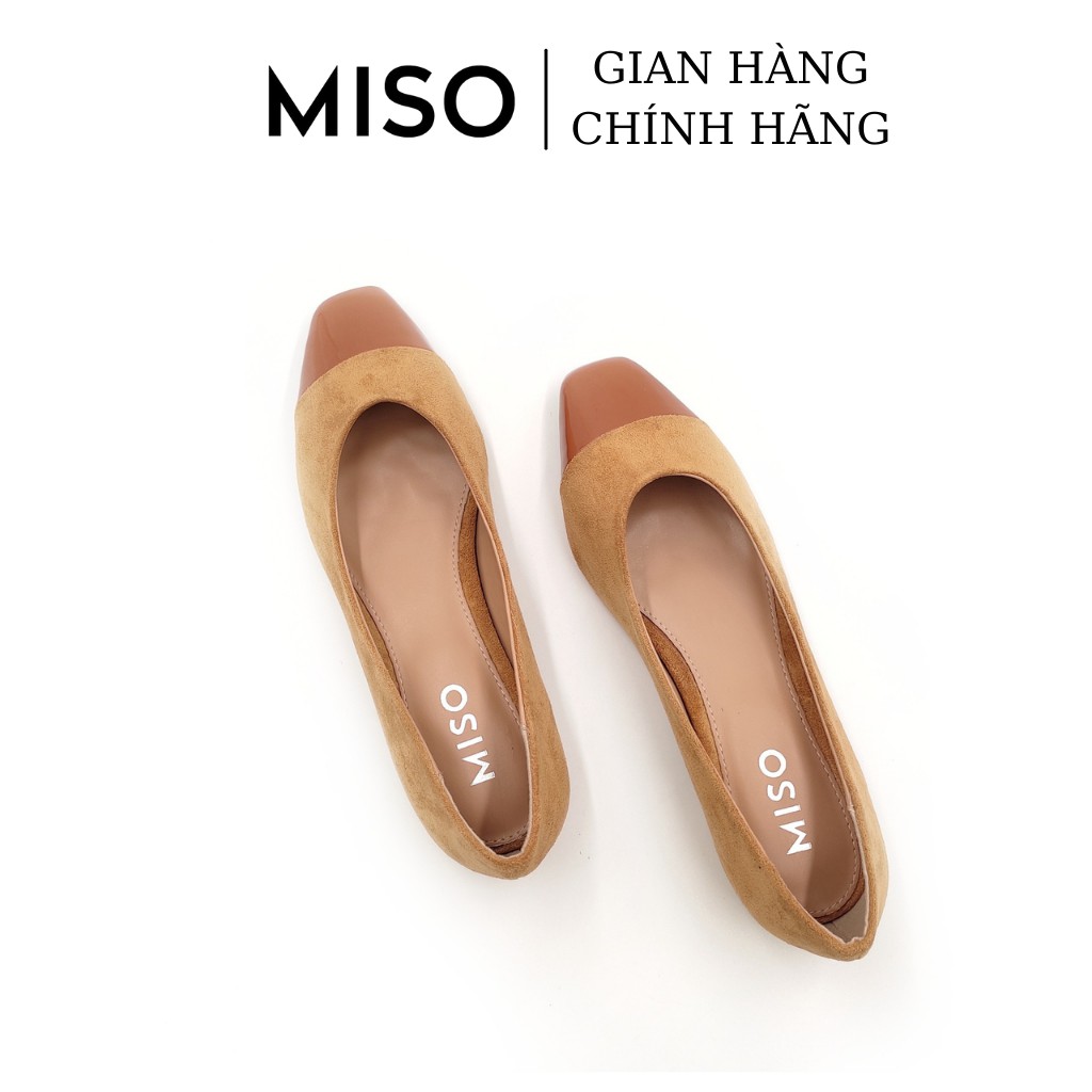 Giày búp bê nữ basic mũi vuông trendy phối màu mới lạ độc đáo gót cao 2cm đi làm đi chơi MISO M036