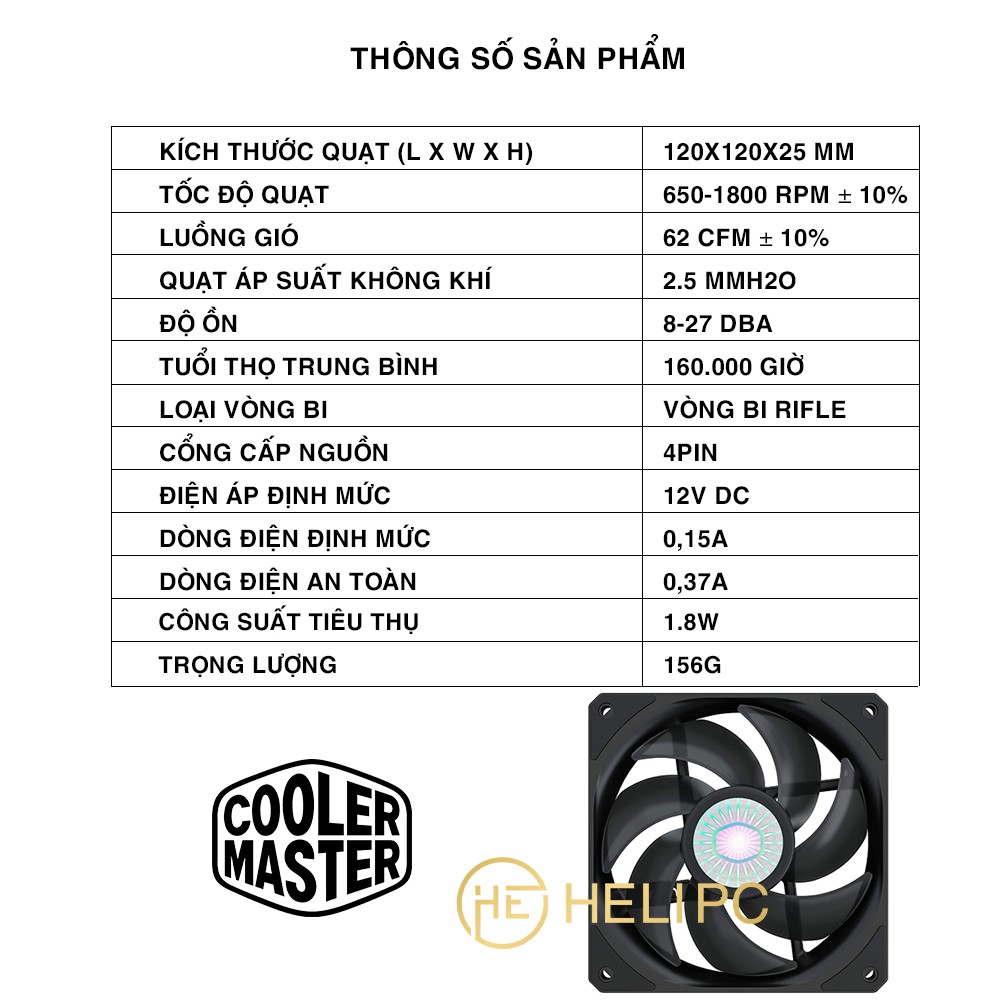 Quạt tản nhiệt case máy tính Cooler Master SickleFlow 120 - Quạt SickleFlow 12cm SF120