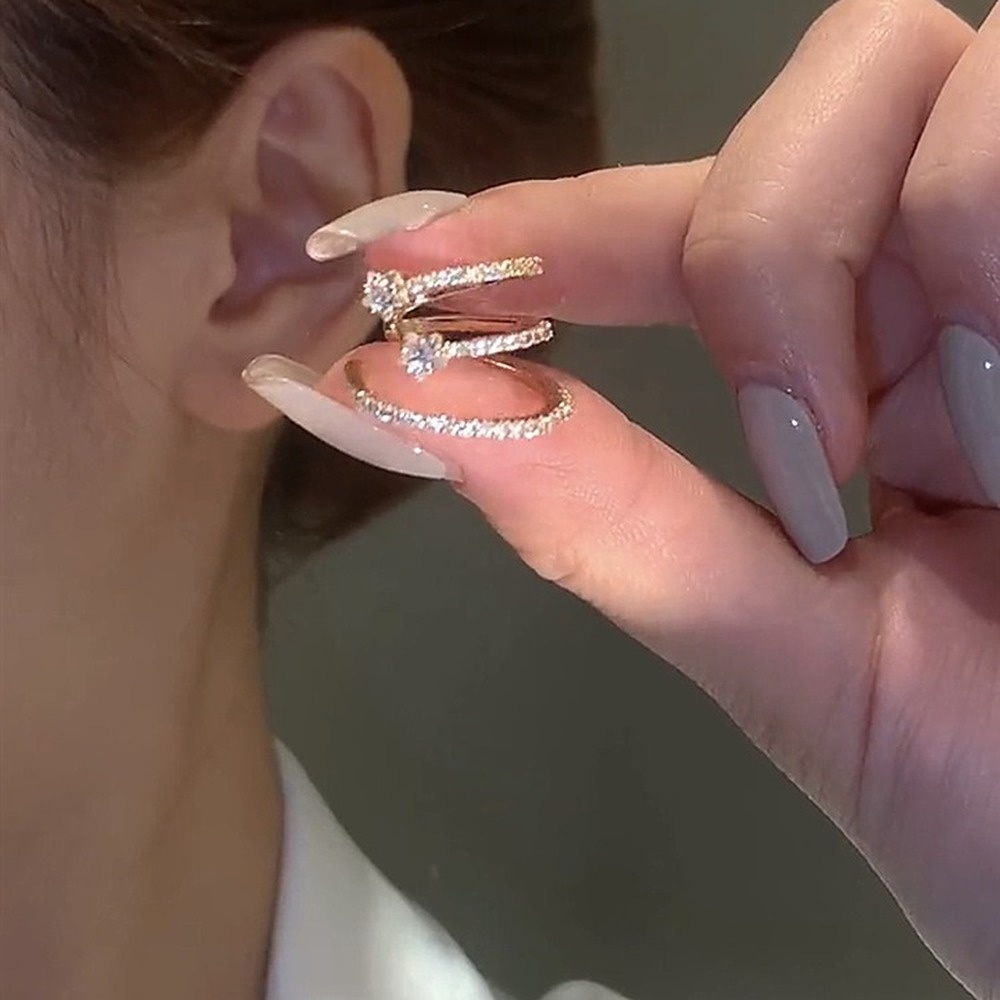 1 Khuyên Kẹp Vành Tai Nhiều Lớp Đính Đá Zircon Ngôi Sao Tinh Xảo Thời Trang Hàn Quốc Cho Nữ