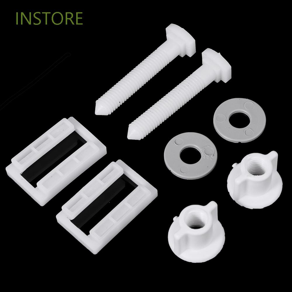 2 Gói vít và đai ốc cố định lỗ bằng cao su PP thay thế sửa chữa cho bản lề bệ ngồi bồn cầu DIY