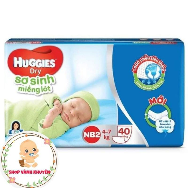 Miếng lót/Tã dán sơ sinh  Huggies NB 74 miếng ,NB1 56 miếng,NB 100 miếng,NB2 40 miếng